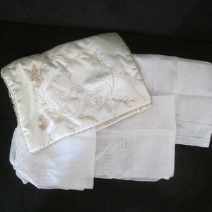 Vintage Carlin Comforts Satin Embroidered Boudoir Lingerie Handkerchiefs Case